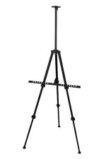 A black easel stand on a white background.