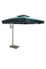 A green parasol on a white background.