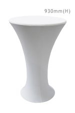 bombo table with white spandex