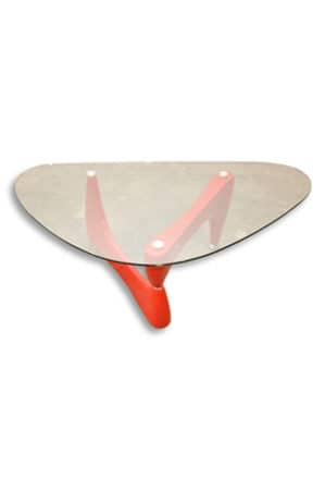 a replica isamu noguchi coffee table with a red and orange base