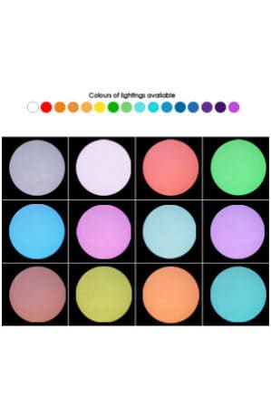 a set of illuminated ball 40s with different colors