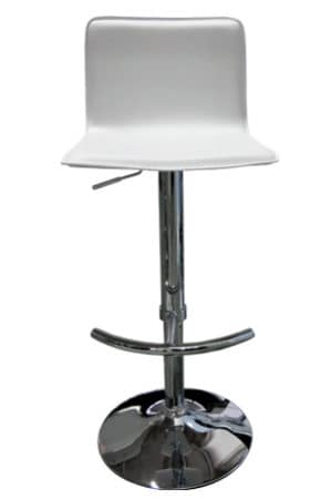 a white replica thin high stool with a chrome base