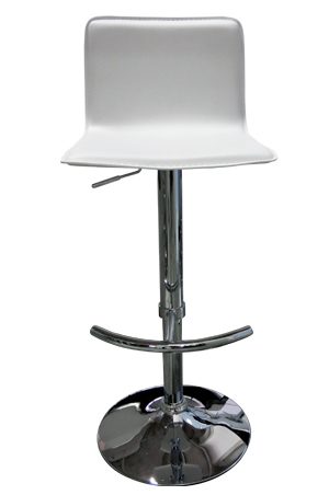 a white replica thin high stool with a chrome base
