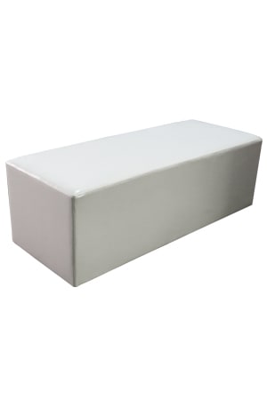 a white rectangular madison leather bench small on a white background