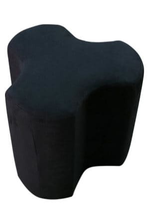 a black clover pouf with a curved shape