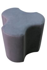 A grey Clover Pouf with a cross shape on top.