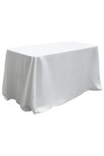 a 4ft long linen table on a white background