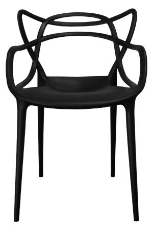 a black replica masters chair with arms and legs