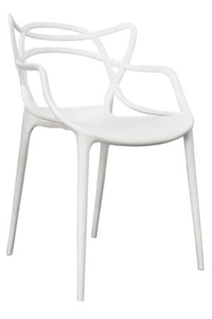 a white replica masters chair with arms on a white background