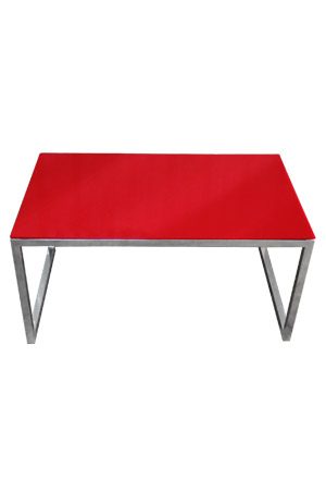 a red trays coffee table on a white background