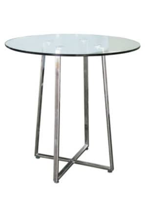 a soho round glass table with metal legs