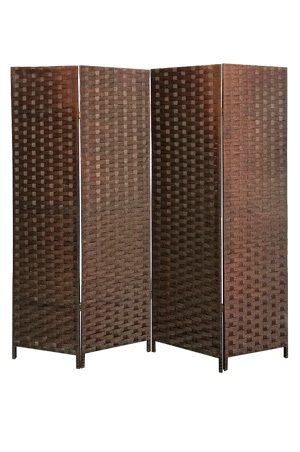 a brown woven foldable partition