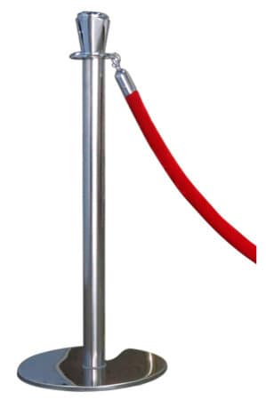 a classic silver pole with red rope stand