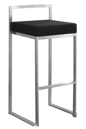 a modern replica cubo barstool silver with a black seat