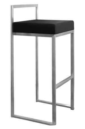 a modern replica cubo barstool silver with black seat and chrome frame