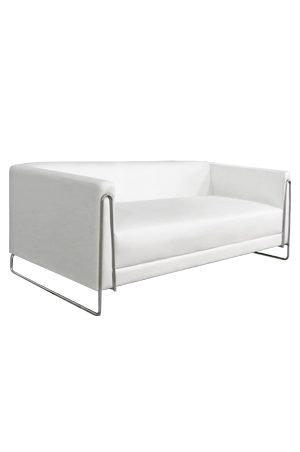 a paperclip sofa three seater with a metal frame on a white background