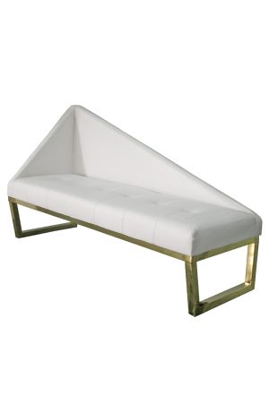 a white leather heritage chaise lounge™ with a gold frame
