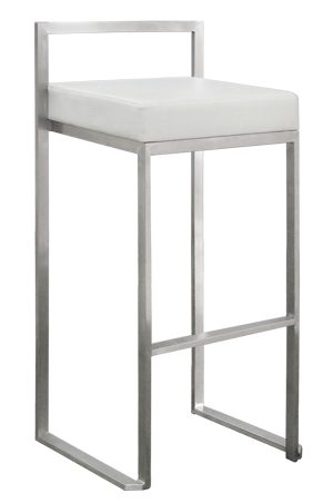 a replica cubo barstool silver with a white seat and chrome frame