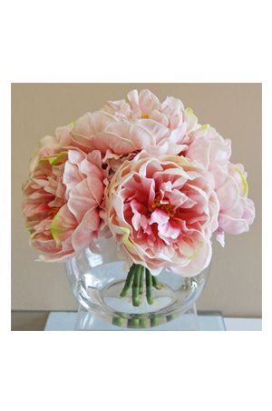 artificial peony in fish bowl