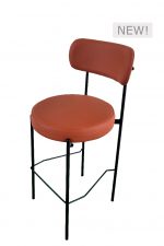 An Icon Barstool™ with an orange seat and black frame.