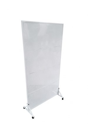 peg board wall partition white