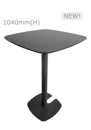 a replica fin bar table with a black base and a black top
