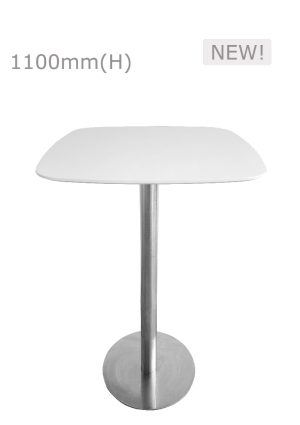 cooper high table silver & squarish top white