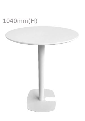 fin bar table & round top white