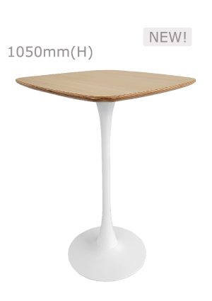 tulip bar table white & squarish top wood