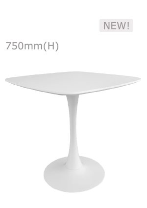 a replica tulip table & squarish top white with a square base