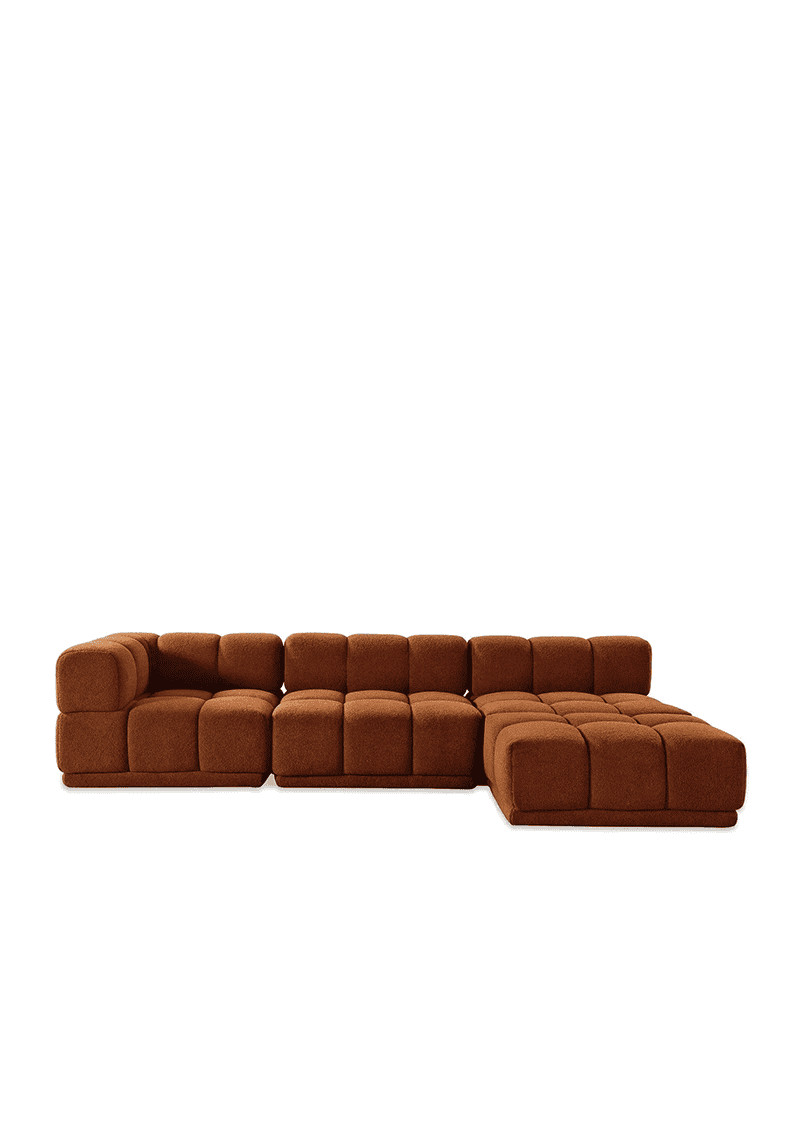 Scandi Teddy Fabric Modular L Shape Sofa CUBOID 3+L (Min. 6-8 Weeks ...